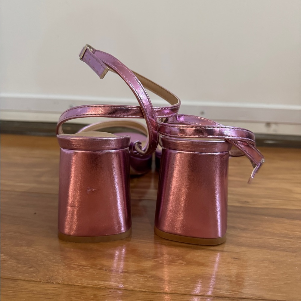 Pink Metallic Platform Heels - image 3